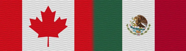 Meksiko Dan Kanada Teks Kain Bendera Ilustrasi — Stok Foto