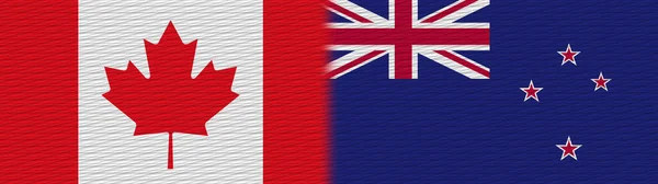 Nya Zeeland Och Kanada Canadian Fabric Texture Flag Illustration — Stockfoto