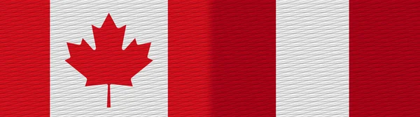 Peru Kanada Kumaş Doku Bayrağı Görüntü — Stok fotoğraf