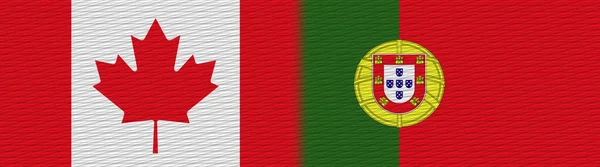 Bandeira Textura Tecido Canadense Portugal Canadá Ilustração — Fotografia de Stock