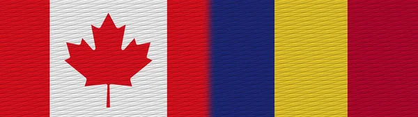 Romênia Canadá Canadian Fabric Texture Flag Illustration — Fotografia de Stock