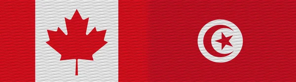 Túnez Canadá Bandera Textura Tela Canadiense Ilustración — Foto de Stock