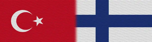 Finlandiya Türkiye Kumaş Doku Bayrağı Görüntü — Stok fotoğraf