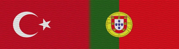 Portugal Turkey Fabric Texture Flag Illustration — 스톡 사진