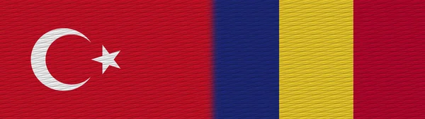 Rumunsko Turecko Turečtina Textilní Textura Vlajka Ilustrace — Stock fotografie