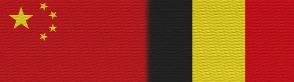 Bélgica China Chinês Tecido Textura Bandeira Ilustração — Fotografia de Stock