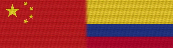 Colombia Cina Tessuto Cinese Texture Flag Illustrazione — Foto Stock