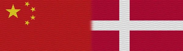 Dánsko Čína Čínská Textilní Textura Vlajka Ilustrace — Stock fotografie