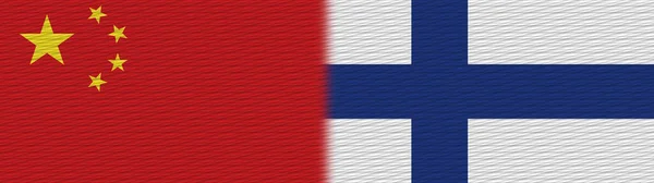 Finlandiya Çin Kumaş Doku Bayrağı Görüntü — Stok fotoğraf