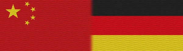 Německo Čína Čínská Textilní Textura Vlajka Ilustrace — Stock fotografie