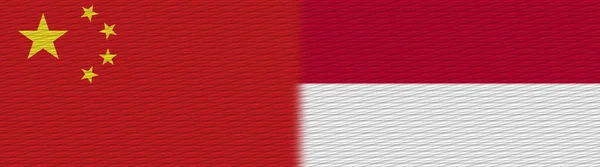 Indonésia China Chinês Tecido Textura Bandeira Ilustração — Fotografia de Stock