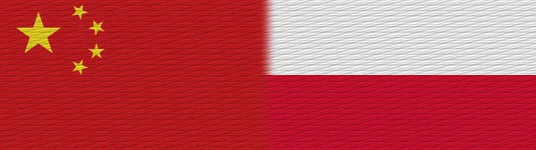 Poland China Chinese Fabric Texture Flag Illustration — стокове фото