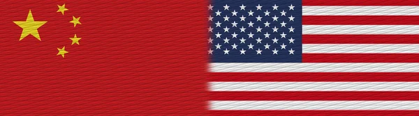 United States America China Chinese Fabric Texture Flag Illustration — Stock Photo, Image