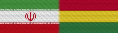 Bolivya ve İran Kumaş Doku Bayrağı 3B Görüntü