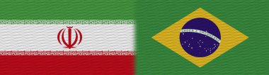 Brezilya ve İran Kumaş Doku Bayrağı 3D Görüntü