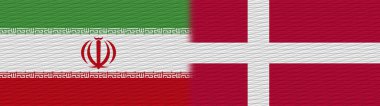 Danimarka ve İran Kumaş Doku Bayrağı 3B İllüstrasyon