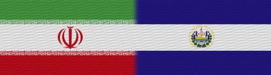 El Salvador ve İran Kumaş Doku Bayrağı 3D Görüntü