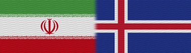 İzlanda ve İran Kumaş Doku Bayrağı 3B Görüntü