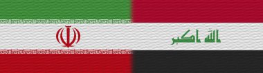 Irak ve İran Kumaş Dokusu Bayrak 3D Görüntü