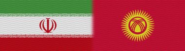 Kırgızistan ve İran Kumaş Doku Bayrağı 3D Görüntü