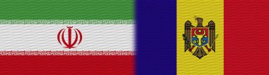 Moldova ve İran Kumaş Doku Bayrağı 3B Görüntü