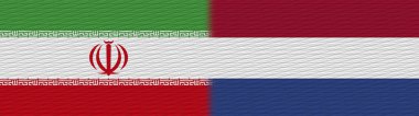 Hollanda ve İran Kumaş Doku Bayrağı 3D Görüntü