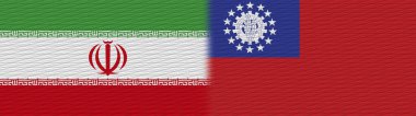 Myanmar Burma ve İran Kumaş Doku Bayrağı 3D Görüntü