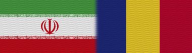 Romanya ve İran Kumaş Doku Bayrağı 3D Görüntü