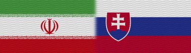 Slovakya ve İran Kumaş Doku Bayrağı 3D Görüntü