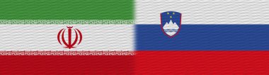Slovenya ve İran Kumaş Doku Bayrağı 3D Görüntü