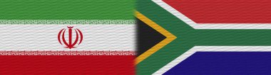 Güney Afrika ve İran Kumaş Doku Bayrağı 3D Görüntü