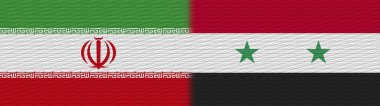 Suriye ve İran Kumaş Doku Bayrağı 3D Görüntü