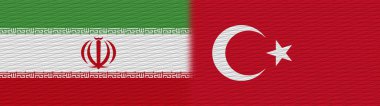 Türkiye ve İran Kumaş Doku Bayrağı 3D Görüntü