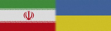 Ukrayna ve İran Kumaş Doku Bayrağı 3D Görüntü