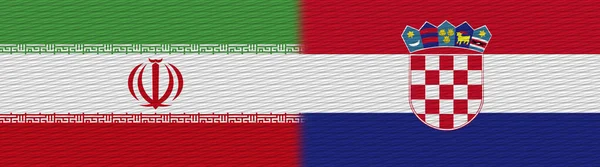 Chorwacja Iran Flaga Tekstur Tkanin Ilustracja — Zdjęcie stockowe