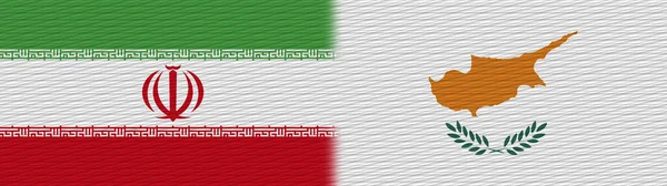 Chipre Irán Textura Tela Bandera Ilustración —  Fotos de Stock