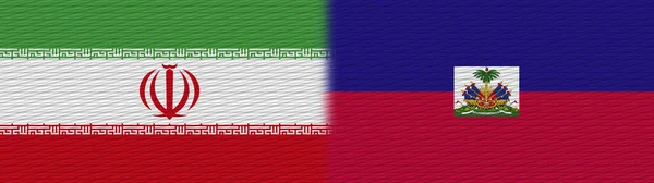 Haití Irán Tela Textura Bandera Ilustración —  Fotos de Stock