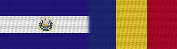Romênia Salvador Tecido Textura Bandeira Ilustração — Fotografia de Stock