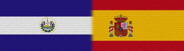 Spanien Och Salvador Tyg Textur Flagga Illustration — Stockfoto
