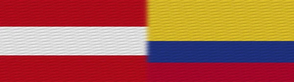 Kolumbia Ausztria Szövet Textúra Zászló Illusztráció — Stock Fotó