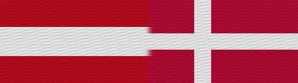 Danmark Och Österrike Tyg Textur Flagga Illustration — Stockfoto