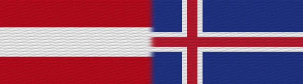 Island Och Österrike Tyg Textur Flagga Illustration — Stockfoto