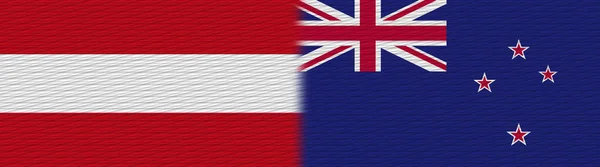 Nový Zéland Rakousko Fabric Texture Flag Illustration — Stock fotografie