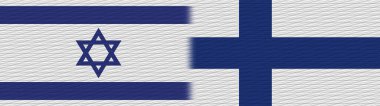 Finlandiya ve İsrail Kumaş Doku Bayrağı 3D Görüntü