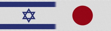 Japonya ve İsrail Kumaş Doku Bayrağı 3D Görüntü