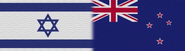 Yeni Zelanda ve İsrail Kumaş Doku Bayrağı 3D Görüntü