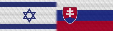 Slovakya ve İsrail Kumaş Doku Bayrağı 3D Görüntü