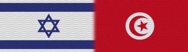 Tunus ve İsrail Kumaş Doku Bayrağı 3D Görüntü