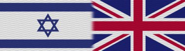 Birleşik Krallık ve İsrail Kumaş Doku Bayrağı 3D Görüntü