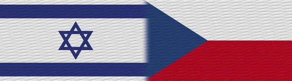 Çek Cumhuriyeti Srail Kumaş Doku Bayrağı Görüntü — Stok fotoğraf